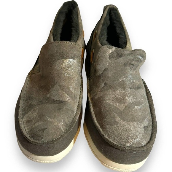 Womens Sperry Olive Camo Suede Moc-Sider Slip-On Faux Fur Lined Size 8M - Picture 10 of 10